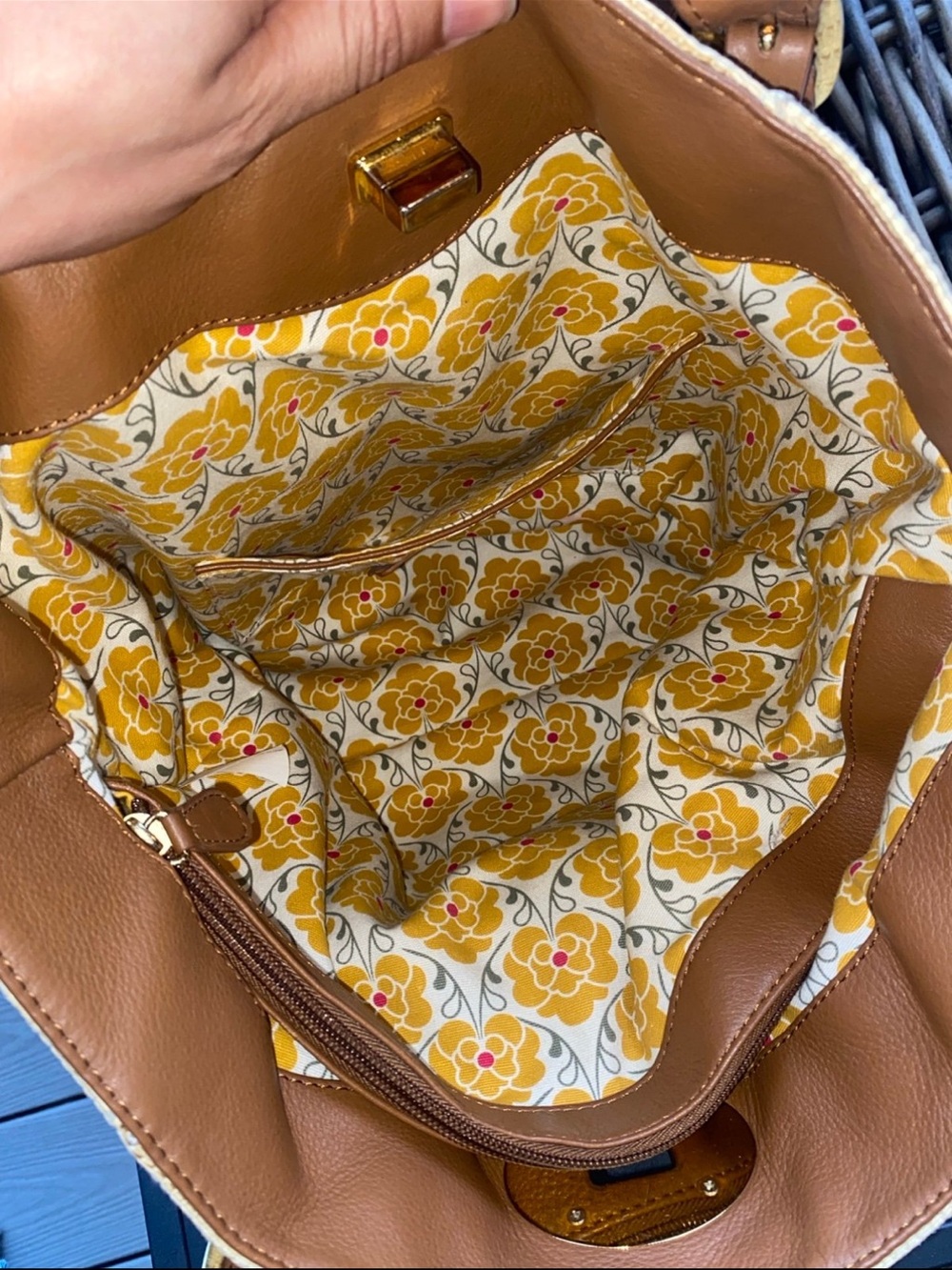 EMMA FOX Straw and Leather Tote - Picture 5 of 7